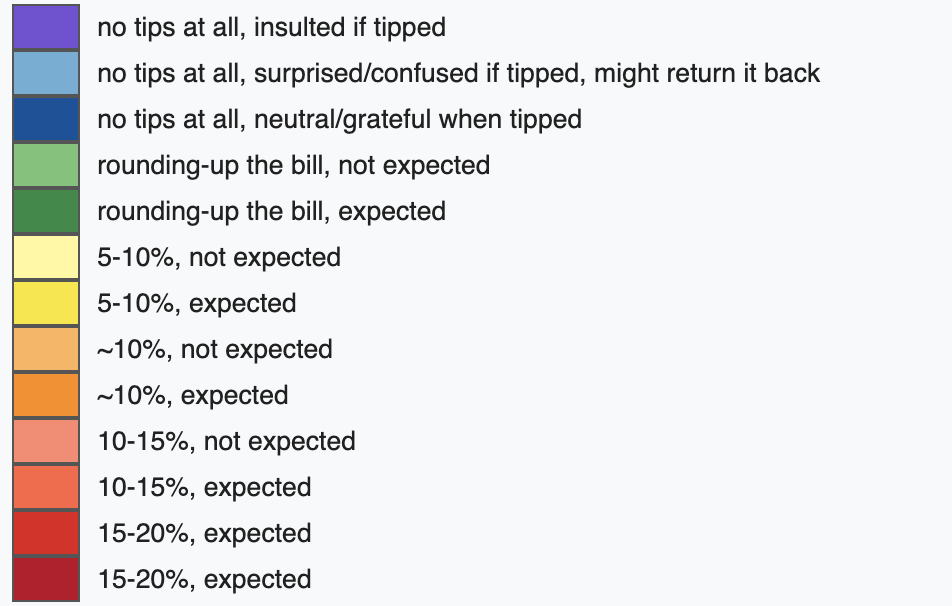 Color code description of the tipping map.